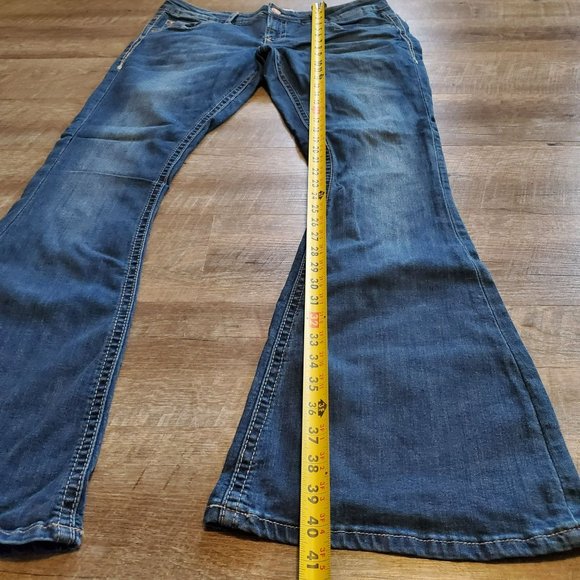 daytrip 32L Dark Wash Jeans Capricorn Kick Flare Bootcut Bell Bottom - Picture 6 of 11